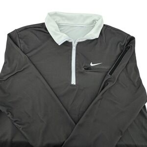 Nike Quarter Zip Pullover Mens XXL Charcoal Grey White Golf Athletic Pocket Top